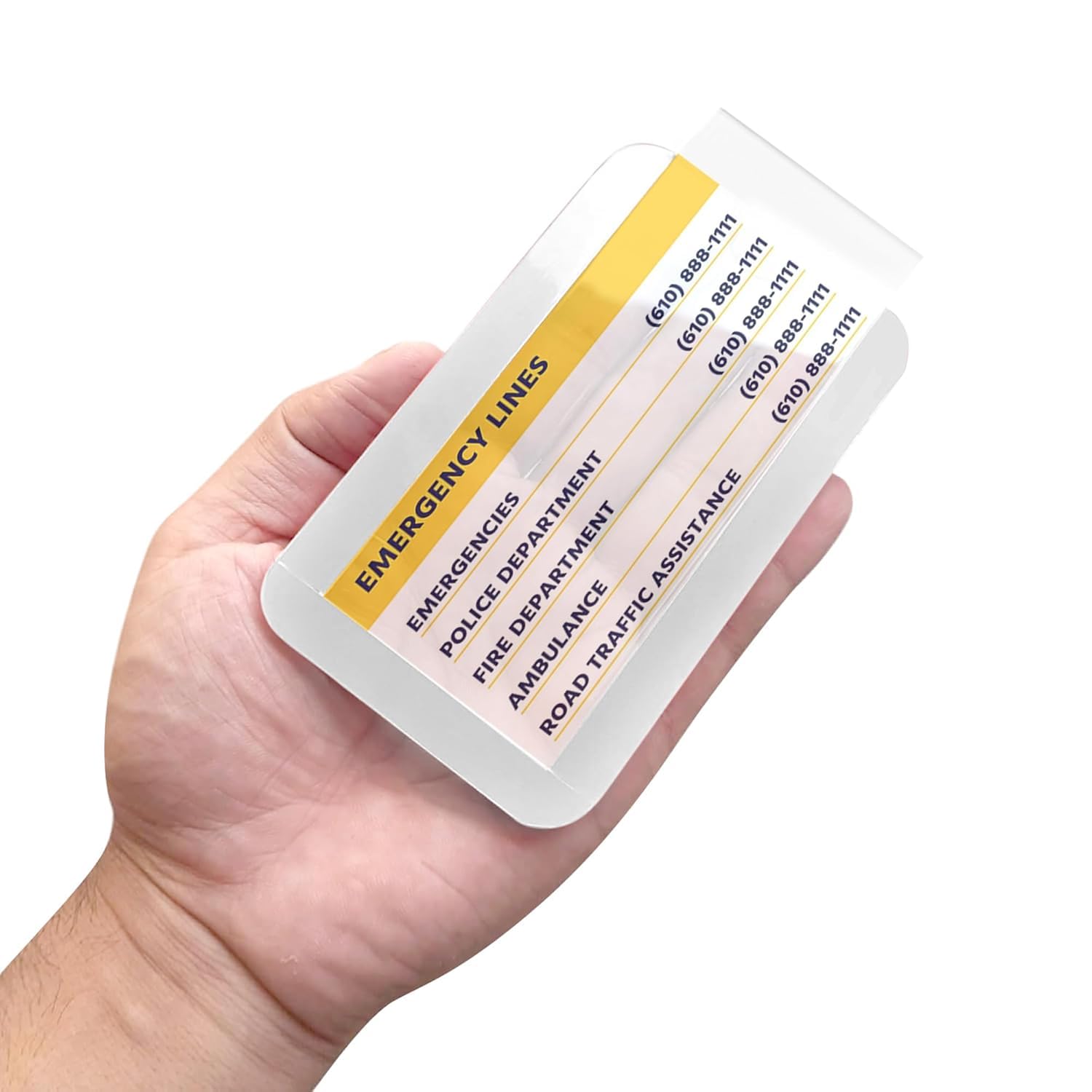 GLUN® Phone Number Card Holder for Door | Pack of 1 Self Adhesive Display Cover | Suitable for Paper & Plastic Cards | Easy Paste on Multiple Surfaces