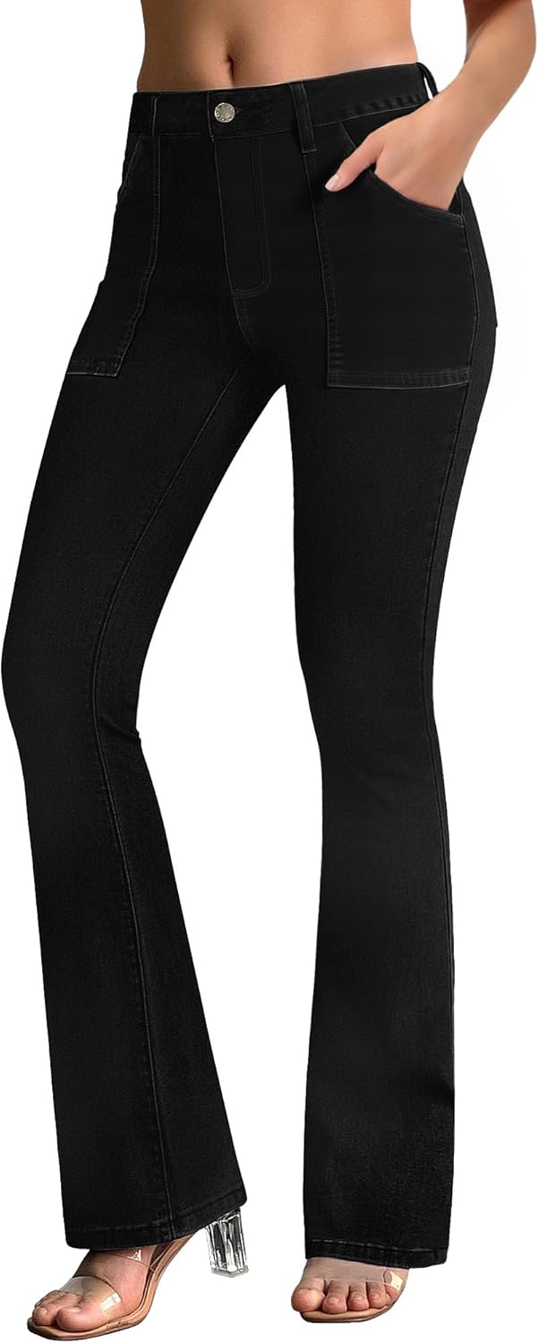 roswear Flare Jeans for Women Bootcut Stretchy Slim Fit Denim Pants Fall Outfits