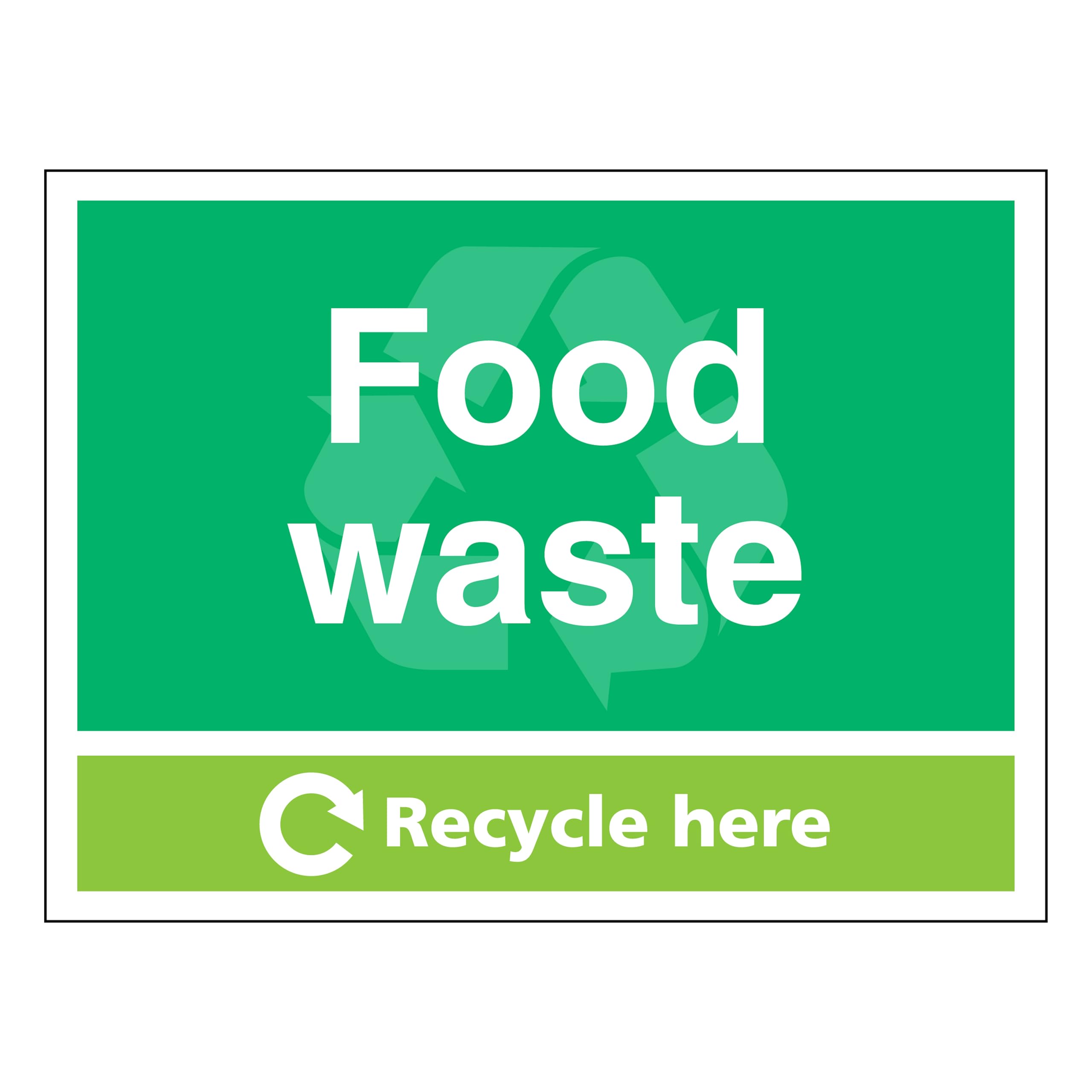 Food Waste - Recycle Here - Landscape 200 x 150 mm - 3mm Aluminium Composite