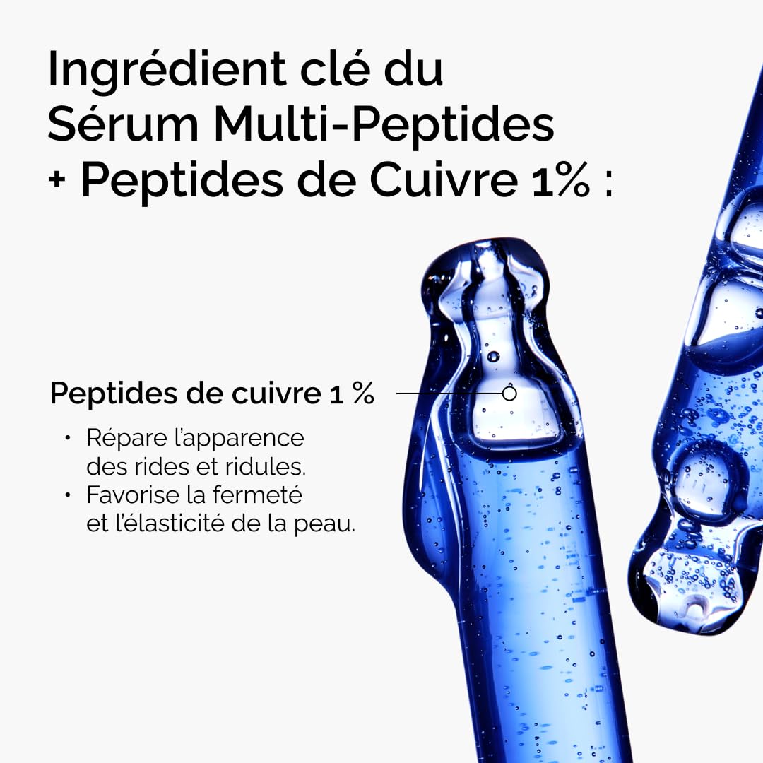 The Ordinary Sérum Multi-Peptides + Peptides de Cuivre 1%, Sérum anti-vieillissement, pour éliminer les ridules et améliorer l'élasticité de la peau, 30 ml