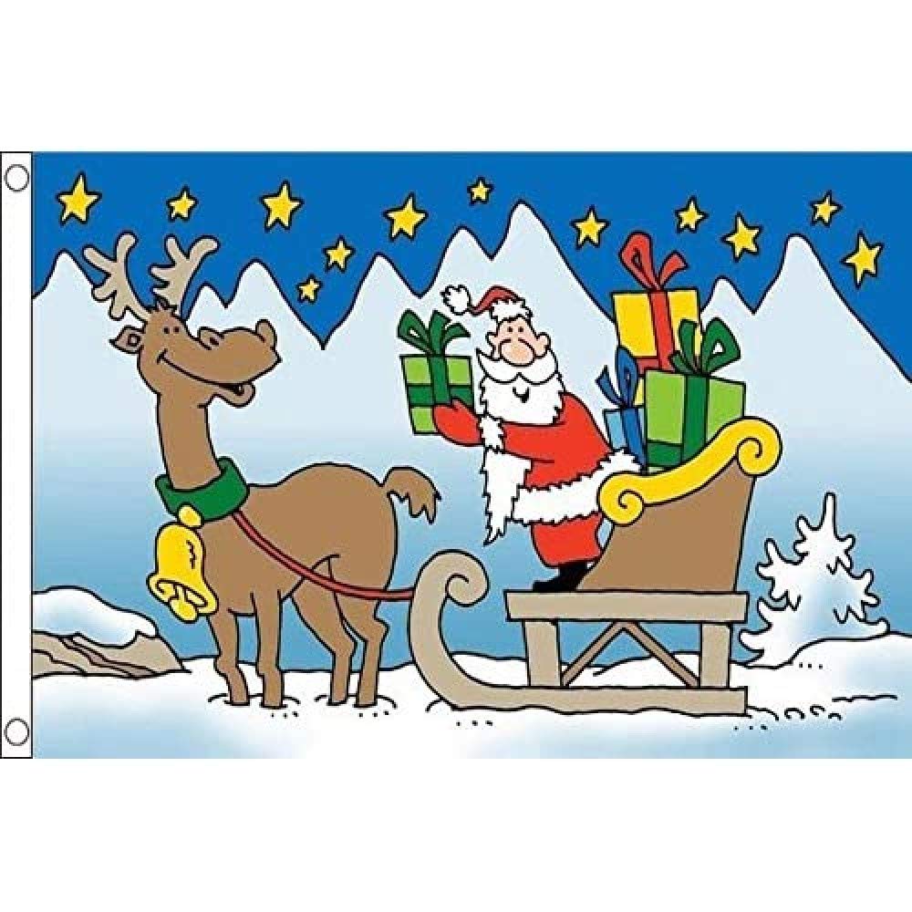 AZ FLAG - Santa With Sleigh And Reindeers Flag - 3x5 Ft - 100D Polyester Christmas Banner with Two Metal Grommets - Fade Resistant - Vivid Colors - 3' x 5' Feet - 150x90 Cm