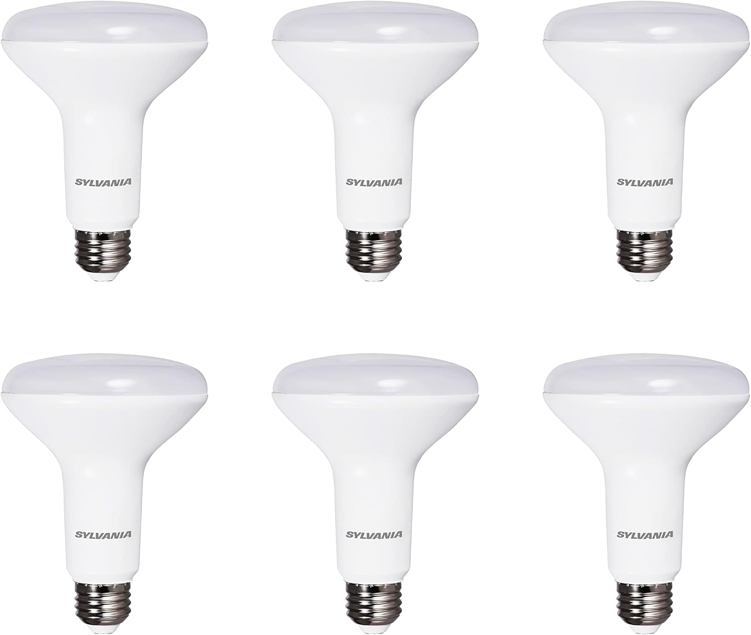 Sylvania Flood BR30 LED Light Bulb, 65W = 9W, Dimmable, 22 Year, 800 Lumens, 2700K, Soft White - 6 Pack (41259)