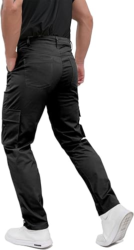 Miniatura 4 de ALLELMS Pantalones cargo para hombre, ajuste clásico, elásticos, ligeros, casuales para hombre