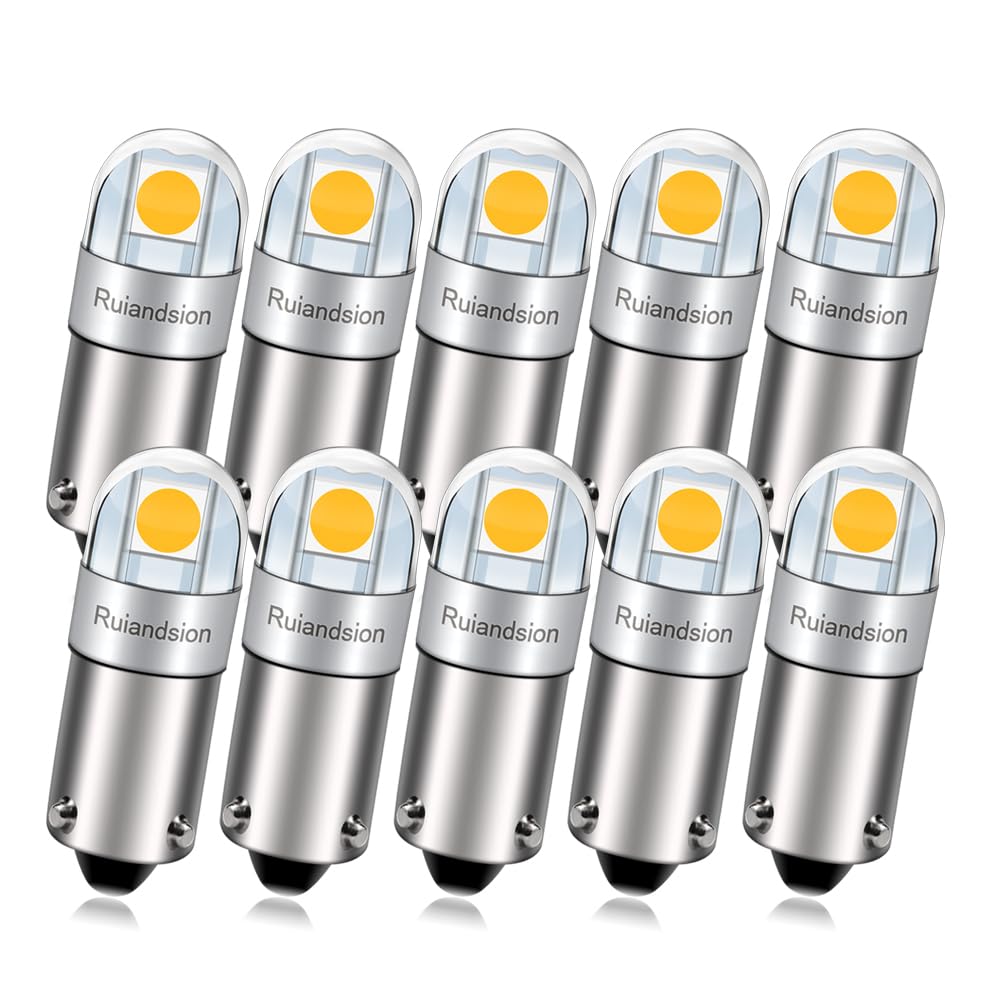 Ruiandsion BAY9S LED Reading Light H21W 64136 12V Warm White Non Polarity 200LM Super Bright 3030 2SMD Chipset for Car Interior Side Door Courtesy Map Lights Pack of 10