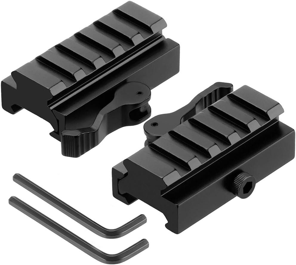 LONSEL Picatinny Riser Mount, Low Profile Rail Riser Mounts Adaptor with QD Lever Lock Quick Release & 5 Slots Picatinny Rails for Scope Rings Optics Sights, 1/2" H x 2.5''L