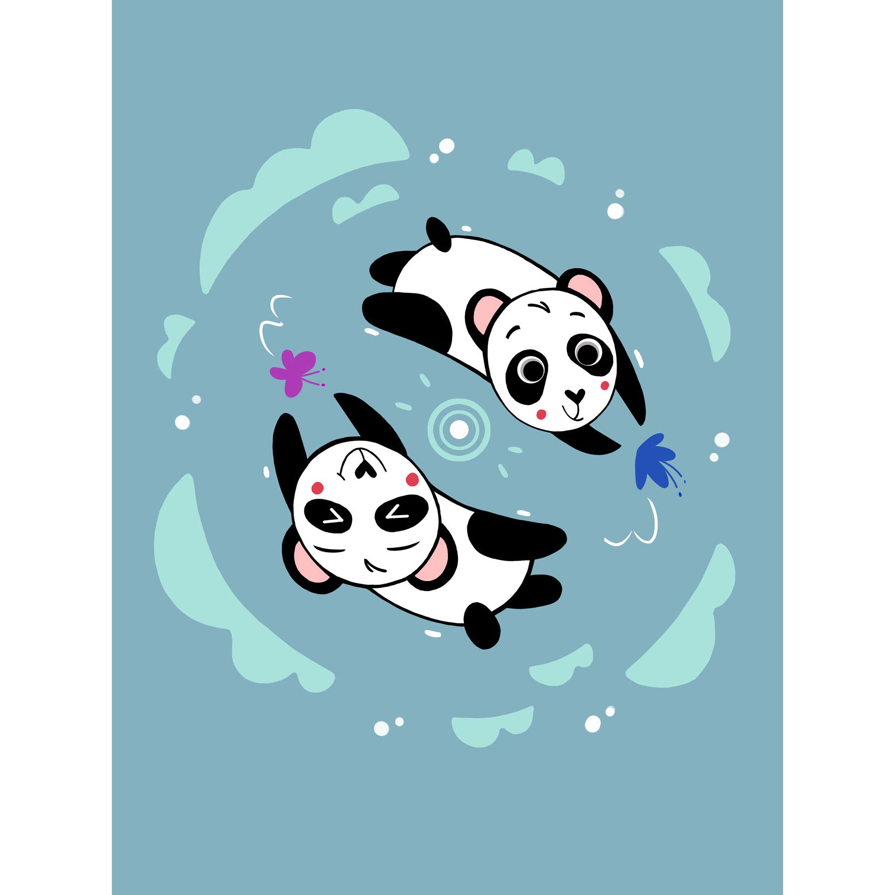 Wee Blue Coo Kawaii Panda Friends Large Art Print Poster Wall Decor
