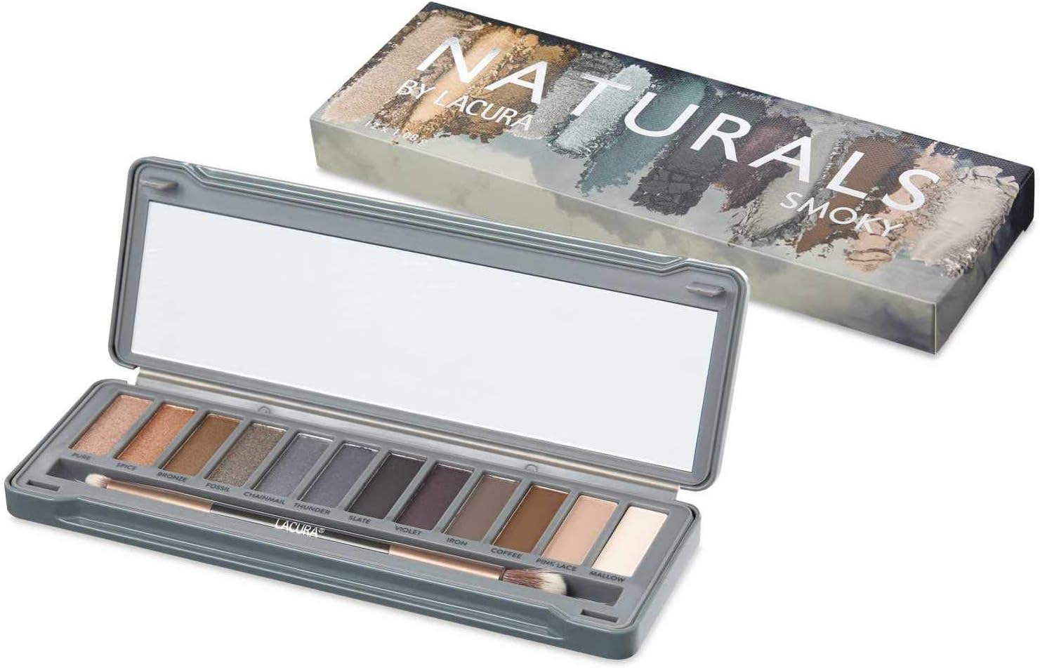 Lacura Naturals Smoky Eyeshadow Palette | 12 x 1.08g Shades in Shimmer, Satin &amp;amp; Matt Textures | For All Skin Types | 195g