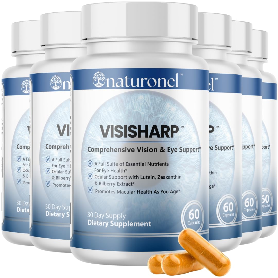 Visisharp – Eye Vitamin (6 Pack) Eye Supplement for Adults with Lutein, Zeaxanthin, Bilberry, Eyebright & Antioxidants | Natural Ingredients, Non-GMO, Made in USA, GMP Certified – Eye Supplements