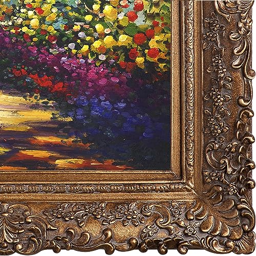 Overstockart Pathway In Monet's Garden At Giverny With Burgeon Gold Framed Oil Painting, 33.5" X 29.5", Multi-Color #TOP1