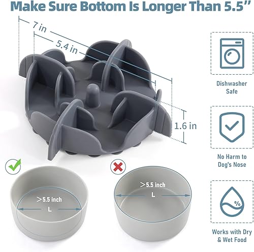 Miniatura 5 de Jaoul Cuencos de alimentación lenta para perros de raza grande, inserto de alimentación lenta extragrande de 7 pulgadas con 32 ventosas de pulpo