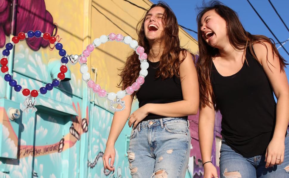 Image of Spiderman Kitty Magnetic Friendship Bracelets, Couple's Bracelets, Valentine's Day Gifts for BFF, BF, GF, Women, Men, Girls, Kids