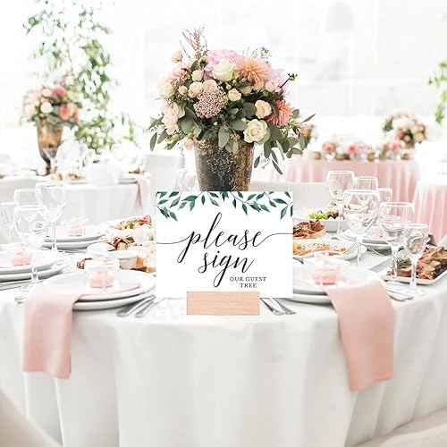 Miniatura 4 de Andaz Press Letreros de fiesta de boda, hojas verdes verdes, 8.5 x 11 pulgadas, letrero de mesa de árbol de invitados, 1 paquete