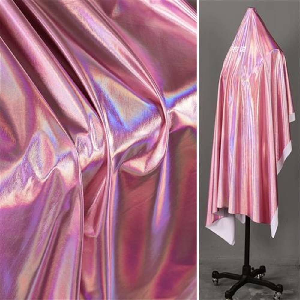 Glitzernder Hologramm-Spandex-Stoff Stretchstoff Schimmernder Stoff Meterware Handwerken Nähen Stoff Kostüm Bühnenauftritt Stoff Dekorstoffe Holographischer Stoff Violett#1 500X150cm