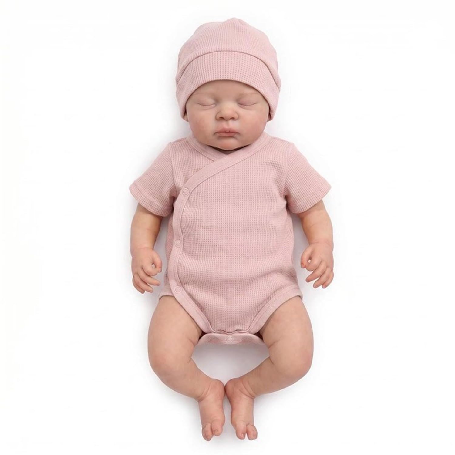 Lonian Reborn lalki – 40 cm, ręcznie wykonane, realistyczne lalki niemowlęce, miękki materiał z akcesoriami do zabawek, lalki Reborn jak prawdziwe dziecko (śpiące dziecko) (różowe)