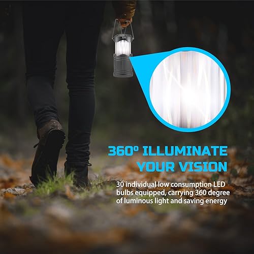 Miniatura 7 de Lichamp Paquete de 4 linternas LED para campamento, velas plegables sin llama, velas de té, luces de campamento portátiles a batería, kit de