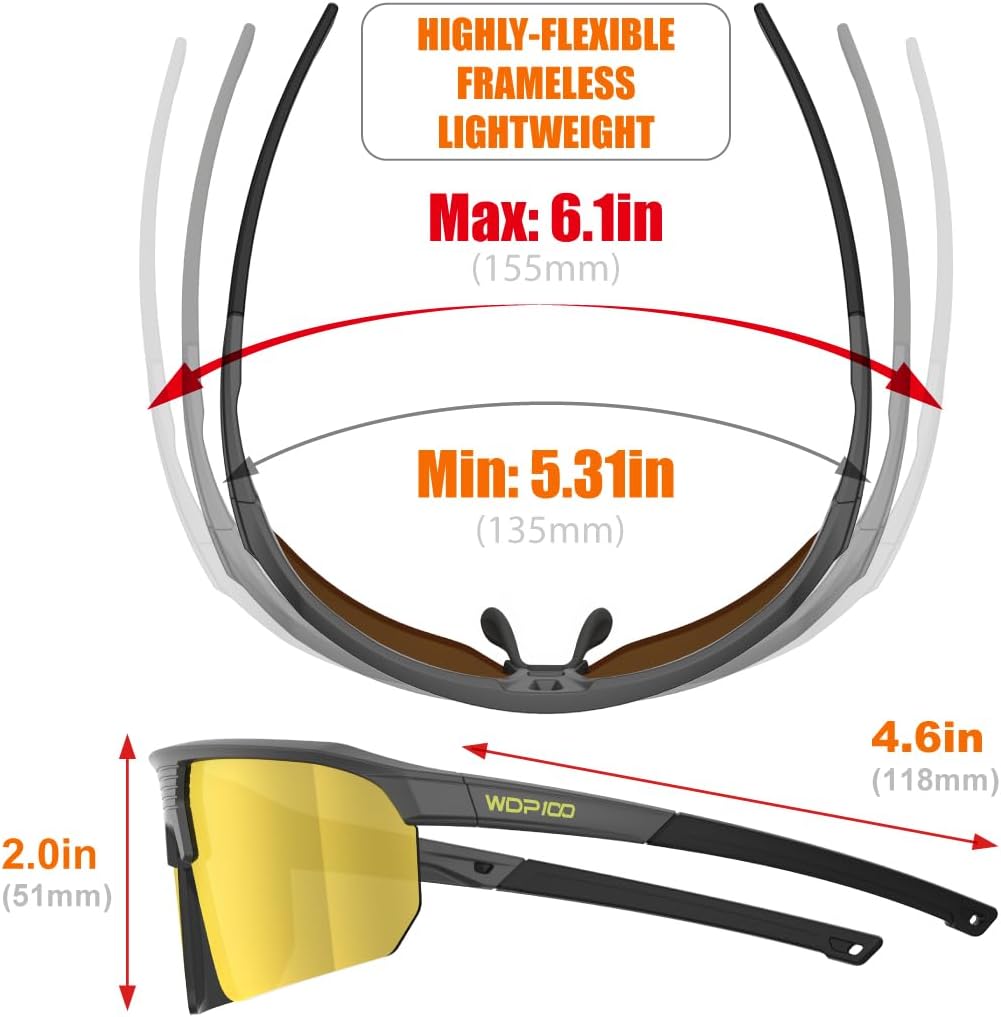 Polarized Sports Sunglasses for Men Women UV400 Lightweight TR90 Cycling Running Baseball Hiking with Case Strap