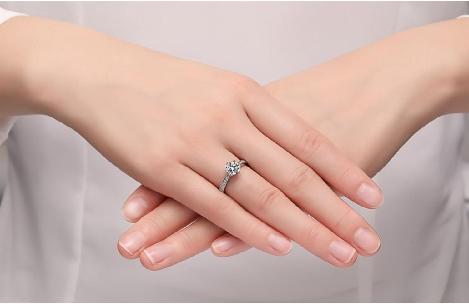 S925 Sterling Silver 1/2/3 Carat Diamond Engagement Rings for Women,Round Cut Diamond Band Ring, Classic 6-Prong Design, VVS1 D-Color, Promise Rings for Her - Image 2