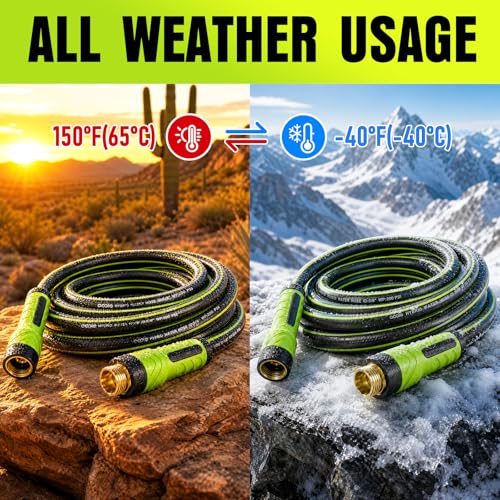 Image of Garden Hose 50ft x 5 /8 inch, Heavy Duty Water Hose, Flexible and Durable, Kink Resistant Lightweight Hybrid Hose, Leakproof Yard Hose with Male to Female Fittings