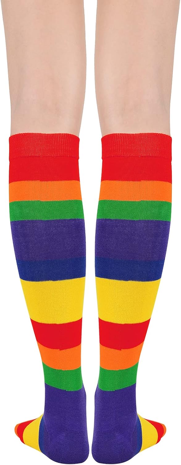 Miniatura 3 de American Trends Calcetines deportivos para mujer, calcetines deportivos al aire libre, medias altas hasta el muslo, medias casuales a rayas