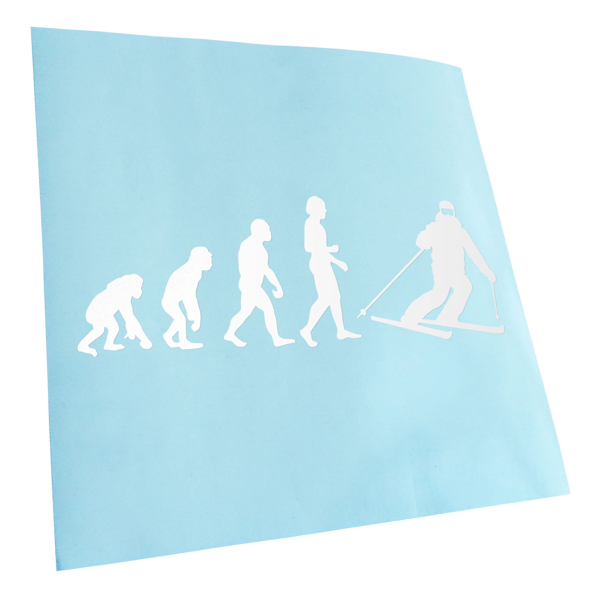 Kiwistar - Car Sticker - White - 40 x 14 cm Evolution Skiing - Rear Window Car Sticker Weatherproof for Car Truck Moped Truck - Sticker Exterior Self-Adhesive Tuning Accessories for Windows