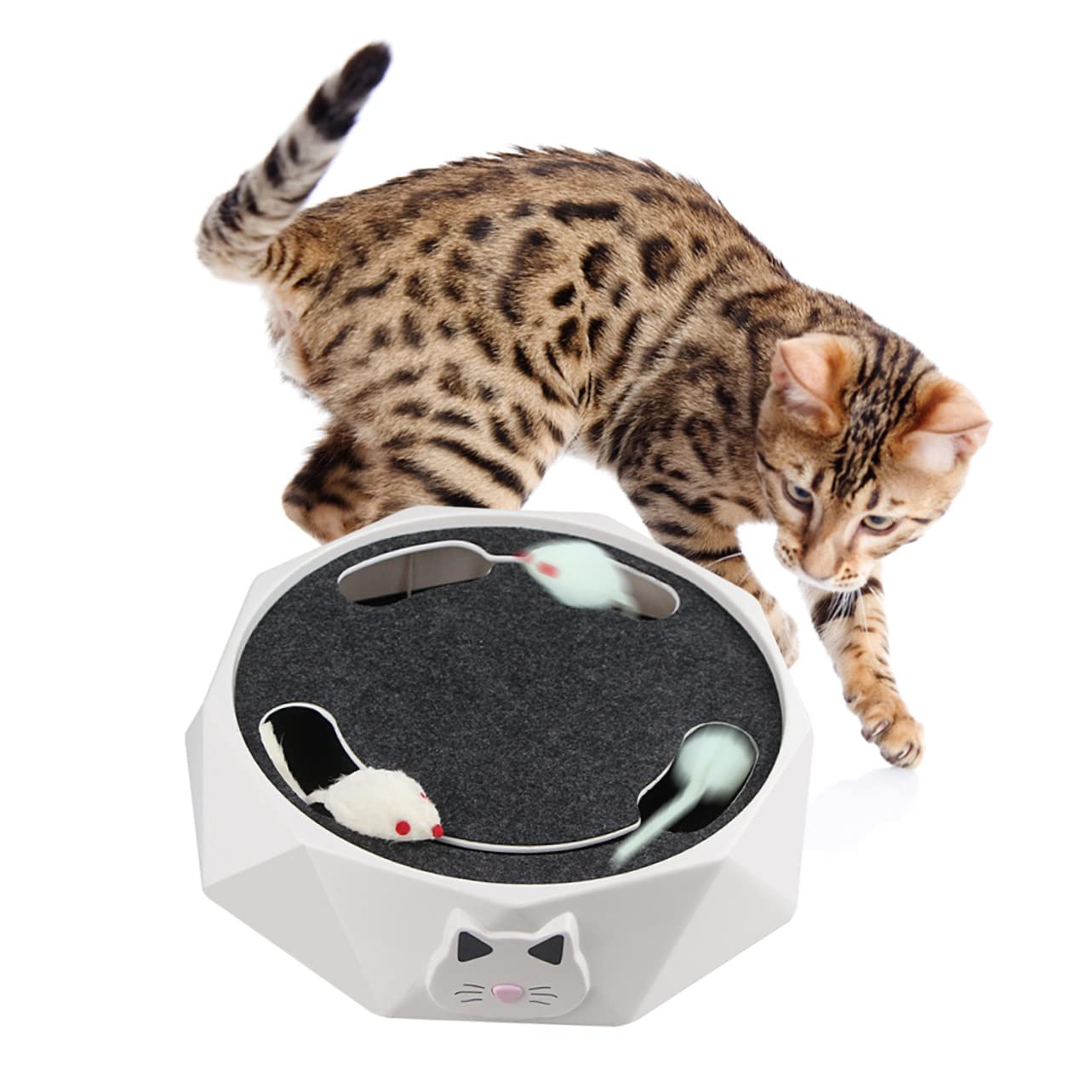 Jouet Interactif pour Chat Souris Électrique à Traces, Abs, Blanc