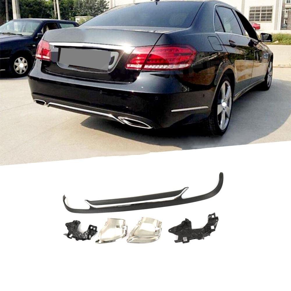 Dyfuzor Tylnego Zderzaka Samochodu Spoiler Protector Splitter Z Końcówkami Wydechowymi Dla Mercedesa Dla Benz E Klasa W212 Standard 2013-2016(Silver Black)