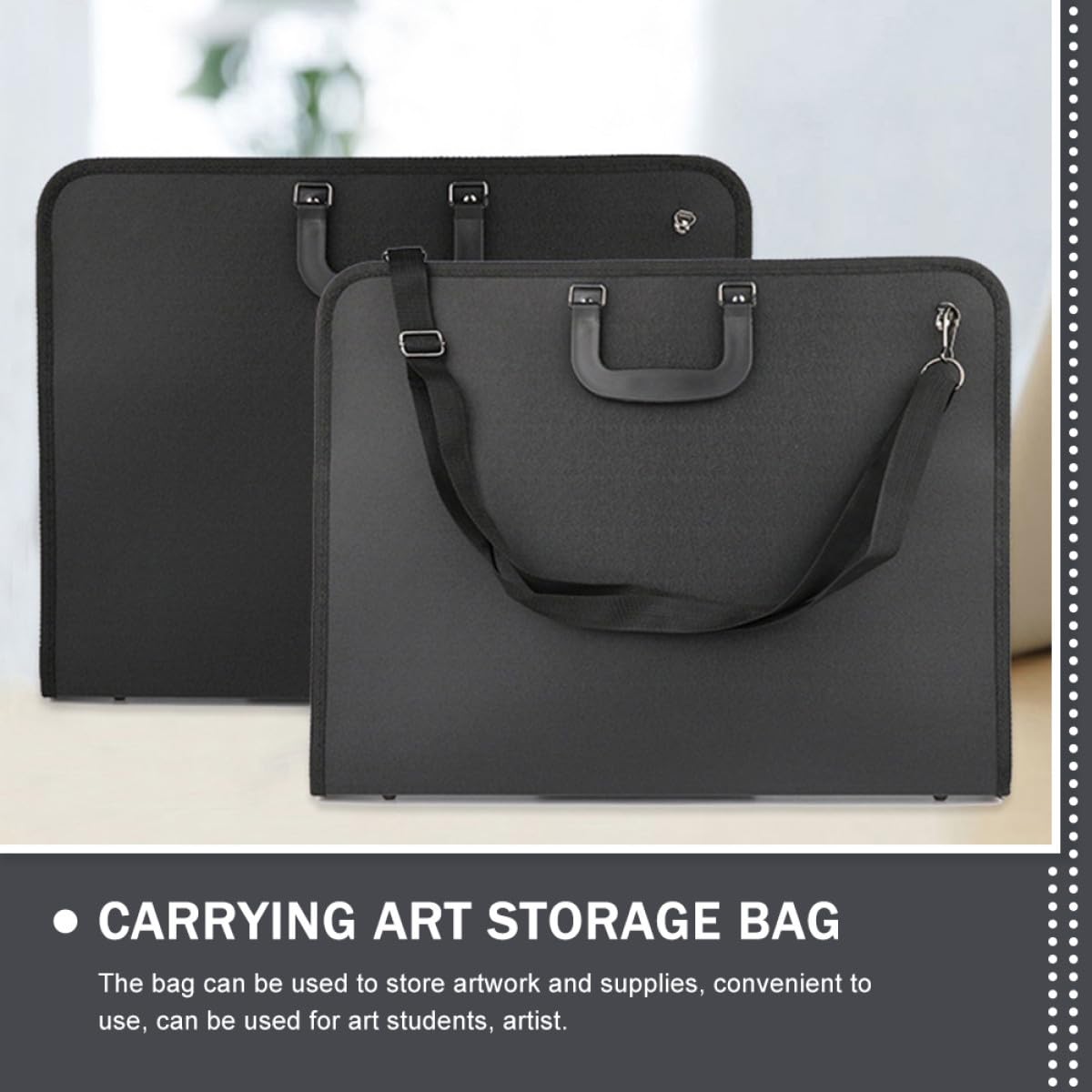Borsa per Artisti A3 Oxford 600d Nero, Facile da Trasportare e Portatile con Manico, per Studenti D'arte e Conservazione Disegni