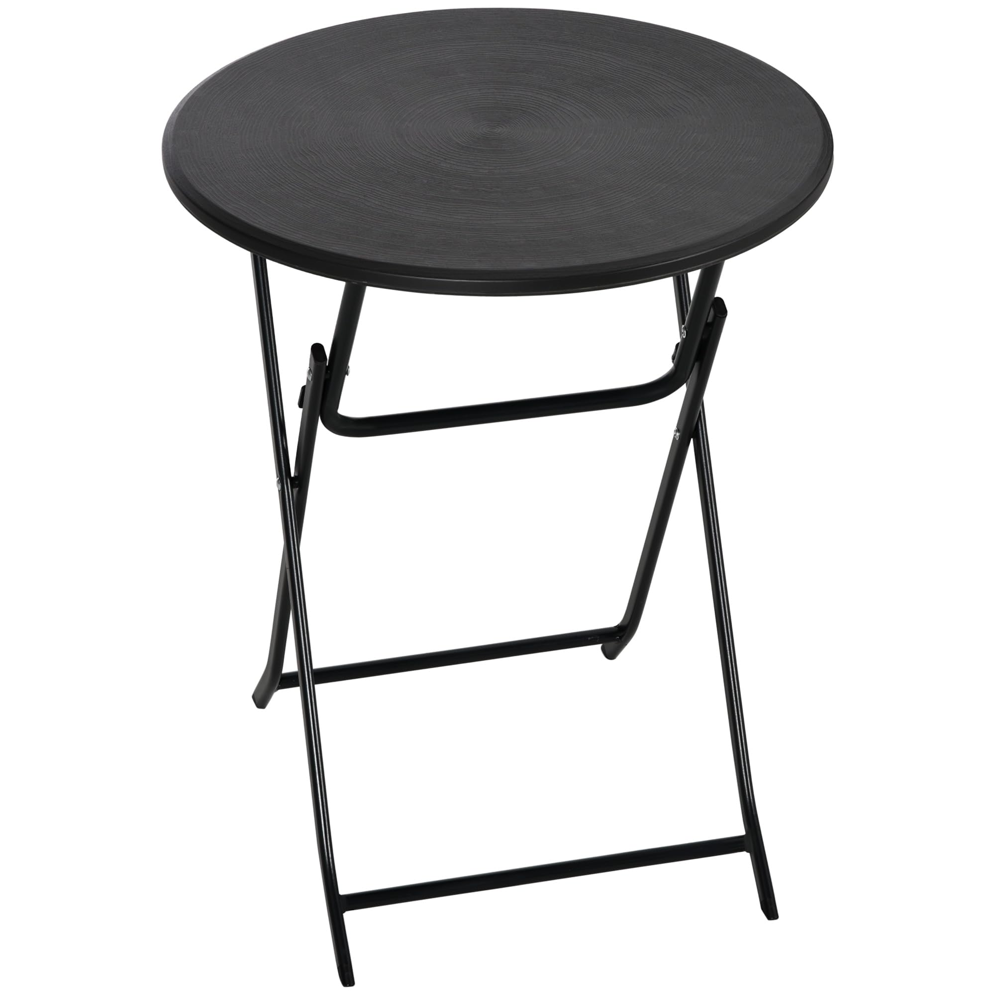 Outsunny Beistelltisch Rund Balkontisch HDPE Klappbar Ø 60 x 73 cm Kaffeetisch, Wetterfest, Gartentisch, Pflegeleicht, Sofatisch, für Balkon Garten Terrasse Veranda Dunkelgrau
