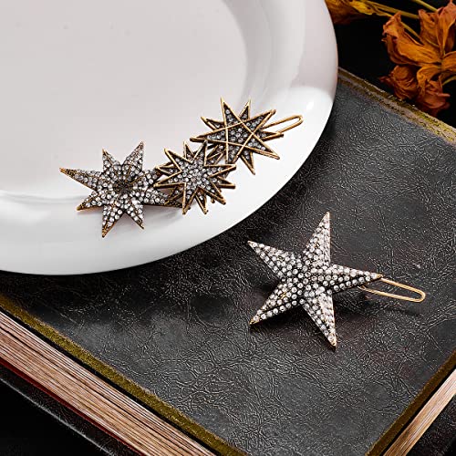 5Pcs Vintage Hair Combs And Hair Clips For Women Girls Moon Star Pattern Retro Golden Hair Side Combs Hair Pins For Thin Thick Rhinestone Hairpins Hair Accessories For Women And Girls #TOP1