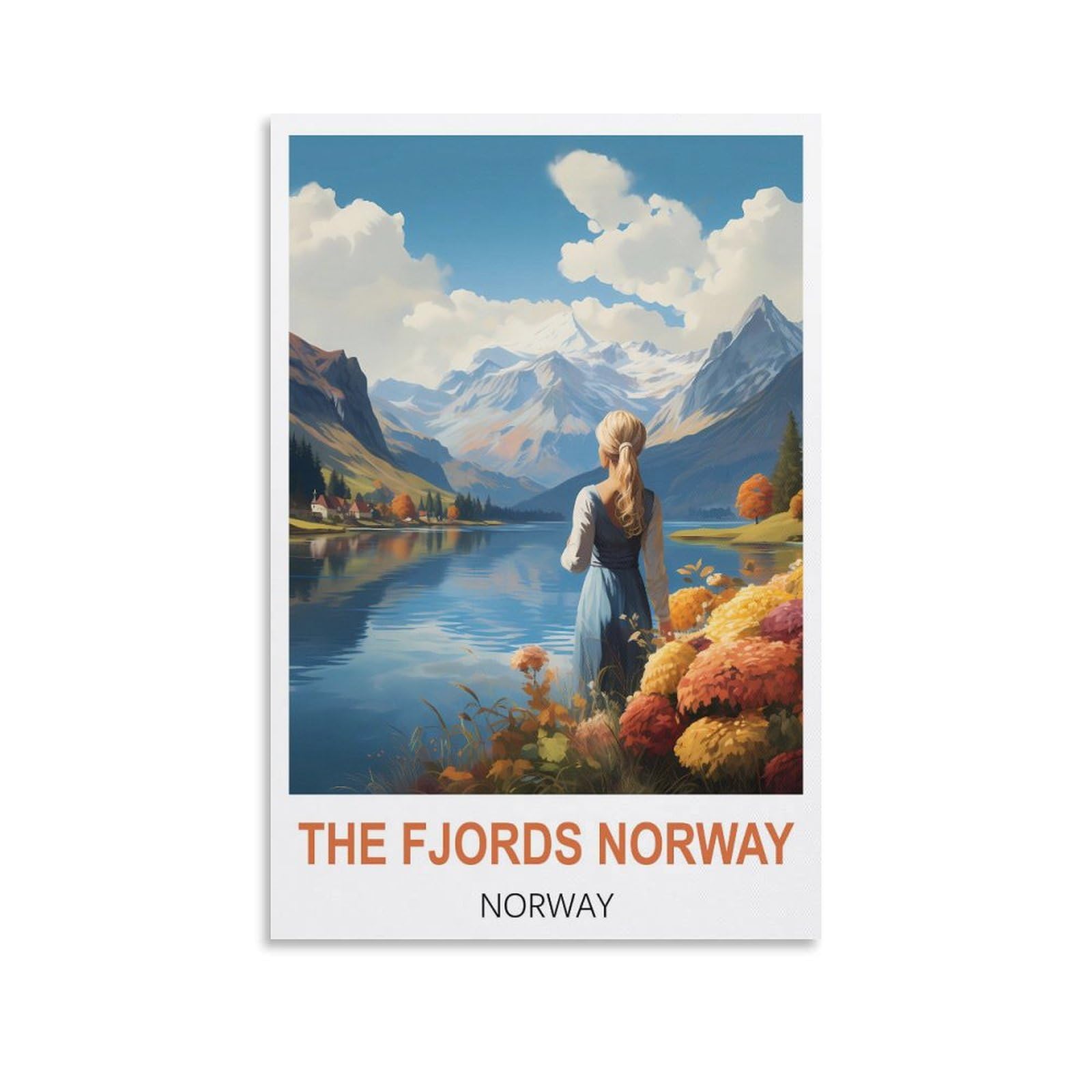 Vintage Metal Tin Signs Fjords Norway Norway,Tin Sign Metal Retro Art Wall Poster for Home Club Garden Decor 15x30cm