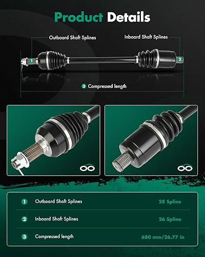 Miniatura 7 de SCITOO 1333081 1333947 Eje CV trasero izquierdo derecho para 2016-2020 para Polaris General 1000 2017-2020 para Polaris General 4 1000 2015-2018