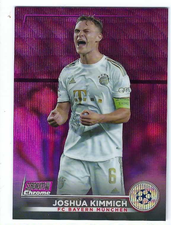 JOSHUA KIMMICH 2022-23 Topps Stadium Club Chrome UEFA Club Competitions Soccer #6 PINK WAVE REFRACTOR PARALLEL Card #065 of only 150 Made! Bayern Munich FC Germany