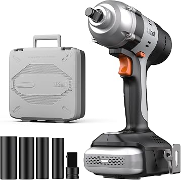 LiTHELi 20V Cordless Impact Wrench Kit with 2.0Ah Battery, 1/2" Hog Ring Impact Gun, Max 295ft-lbs & 3000IPM, 5 Torque Settings, 5 Sockets & Blow Molded Case, for Car Tire, Home Repair & DIY