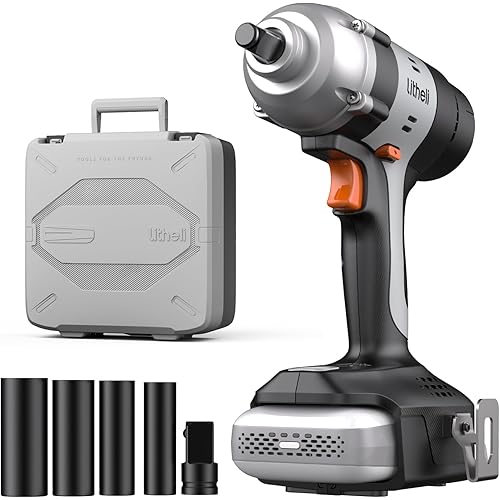 LiTHELi Cordless Impact Wrench Kit, 1/2″ Drive Hog Ring Impact Gun, 5-Mode Torque Control, Impact Wrench Set with 4 Sockets & Storage Case, Battery System Compatible, Charger Not Included