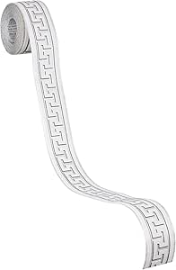 Bordo Decorativo Autoadesivo A.S. Création - Argento/Bianco, 5m X 4cm, Per Pareti - Foto 6