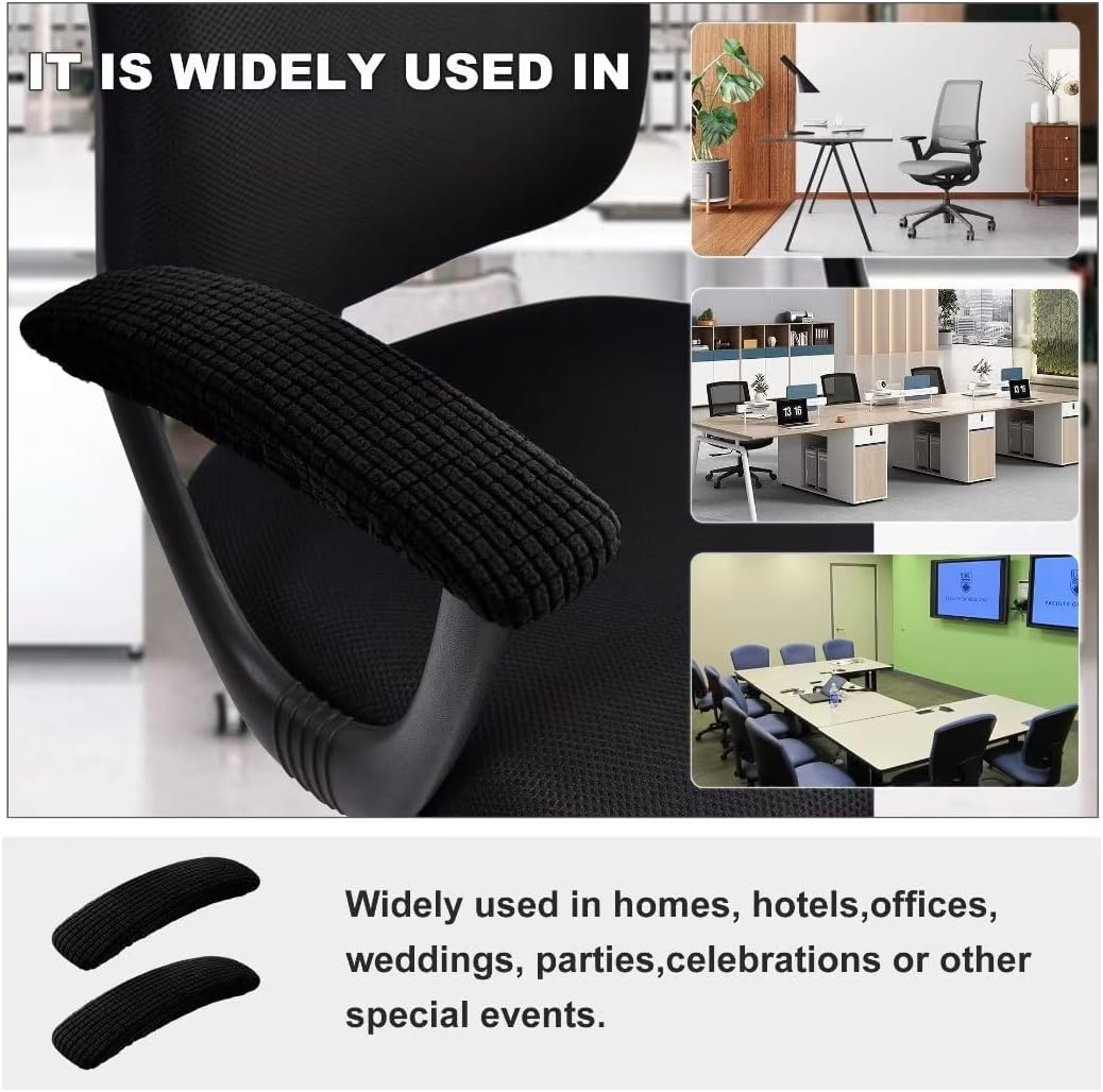 SARAFLORA Office Chair-Arm Cover Stretchable Stain Resistant Spandex Stretch Computer Chair Slipcover for Desk Chairs Arm, Black