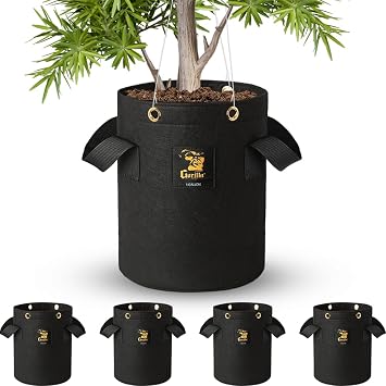 Gorilla 1 Gallon Grow Bags with Reinforced Handles Thickest 600g, Breathable, BPA-Free Fabric Pot for Garden or Outdoor Planter Use, Promotes Root Health & Drainage 4-Pack