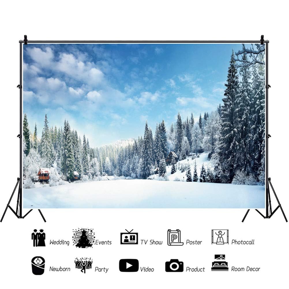Renaiss 8x6ft Winter Scene Backdrop Snow Wonderland Pine Tree Forest ...