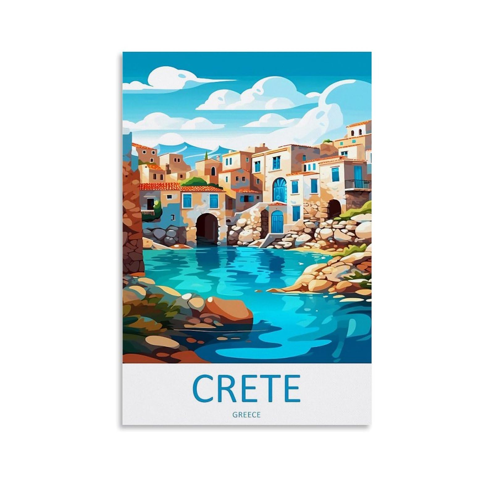 EZMLFA 5D Diamond Art Kits for Beginner,Crete Greece,Diamond Art Kits Gem Cross Stitch Easy Kits for Beginner Crystal Art Crafts Home Wall Decor 50x60cm