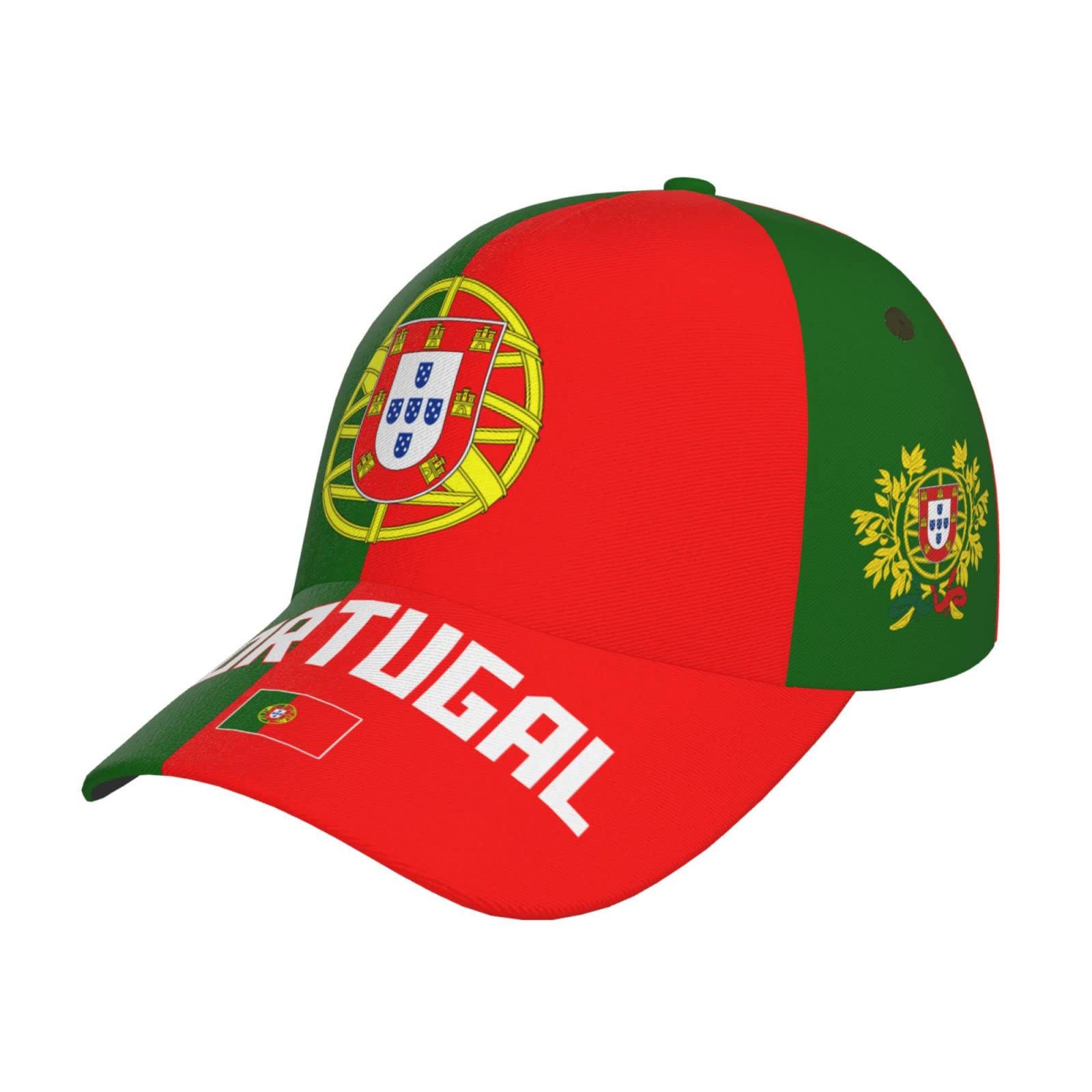WanwEN Portugal Flag Cool Portuguese Baseball Cap Patriotic Hat for Soccer Fans Men Black, 7-7 1/4