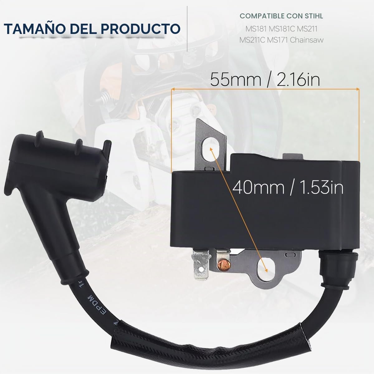 ZAMDOE 1139 400 1307 Bobina de encendido compatible para Stihl MS171 MS181 MS181C MS211 MS211C, reemplaza 1139-400-1307, con bujía de combustible Finter