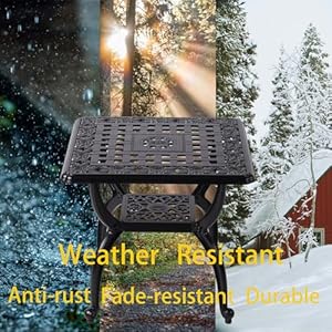 Cast Aluminum Outdoor Side Table,Outdoor Coffee Table,Small Outdoor Table,Outdoor Side Tables for Patio,Garden,Balcony, for All Weather (Black, Square) Cast Aluminum Outdoor Side TableOutdoor Coffee TableSmall Outdoor TableOutdoor Side Tables for PatioGardenBalcony for All Weather Black Square