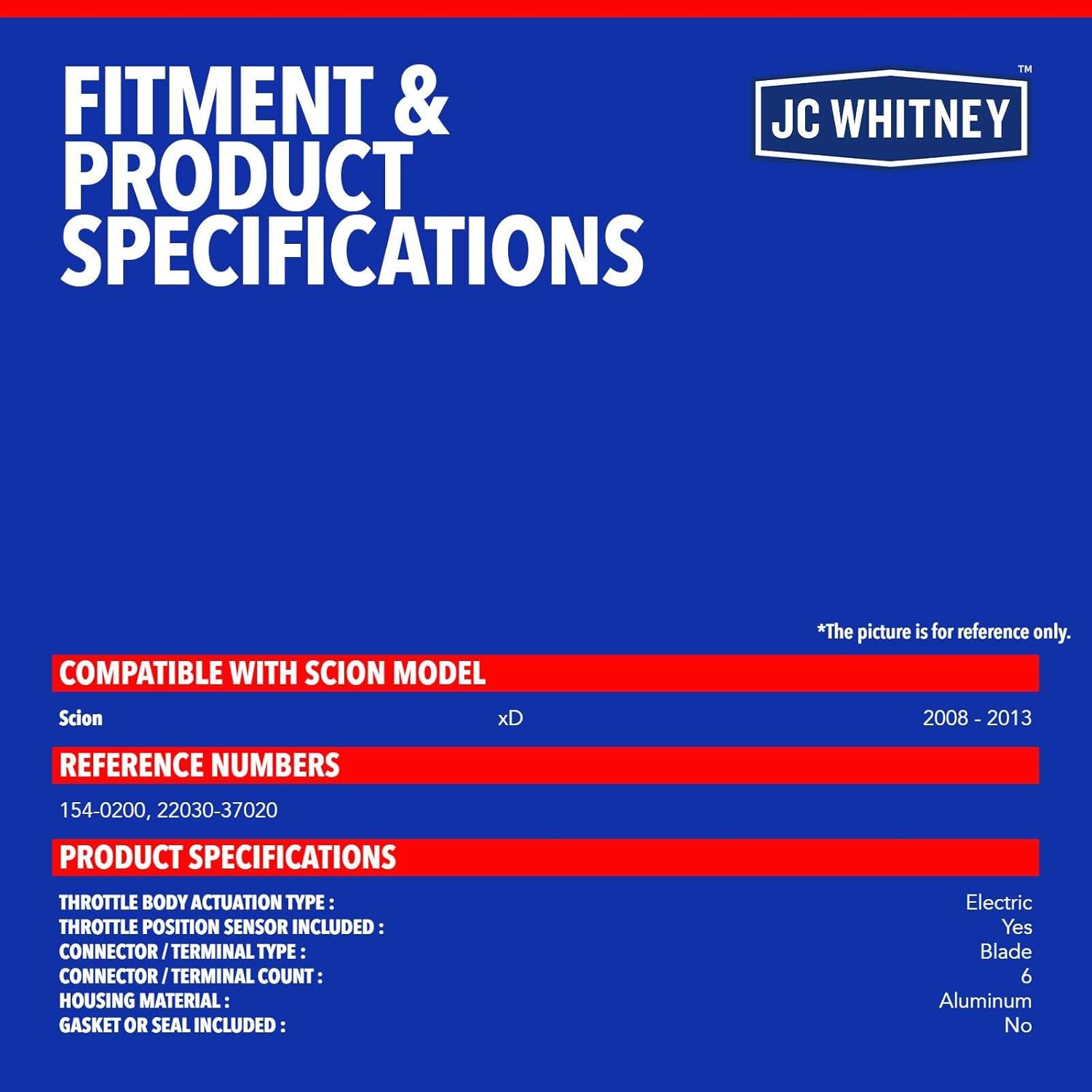 JC Whitney JFBAJCWTHB00074 Electronic Throttle Body - Compatible with xD 2008-2013 1.8L
