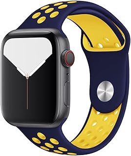 سوار رياضي بديل من السيليكون لساعة ابل (40 ملم سلسلة 8/7/6/5/4/3/2/1)، 38 ملم/ 38 ملم لساعة ابل سيريز 41/SE، سوار معصم بديل متوافق مع الساعات مقاس 41 ملم/ 40 ملم/ 38 ملم (رمادي وليموني)