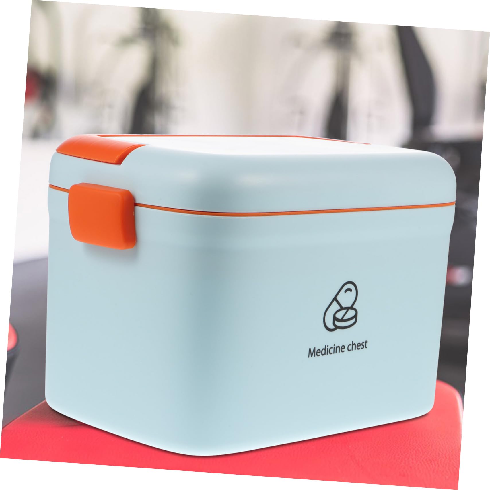 KOMBIUDA Estuche De Almacenamiento De Familiar Grande Portátil Azul Claro Cierre Seguro Resistente para Uso Casero, Viajes y Exteriores, Organizador Multifuncional para Medicinas
