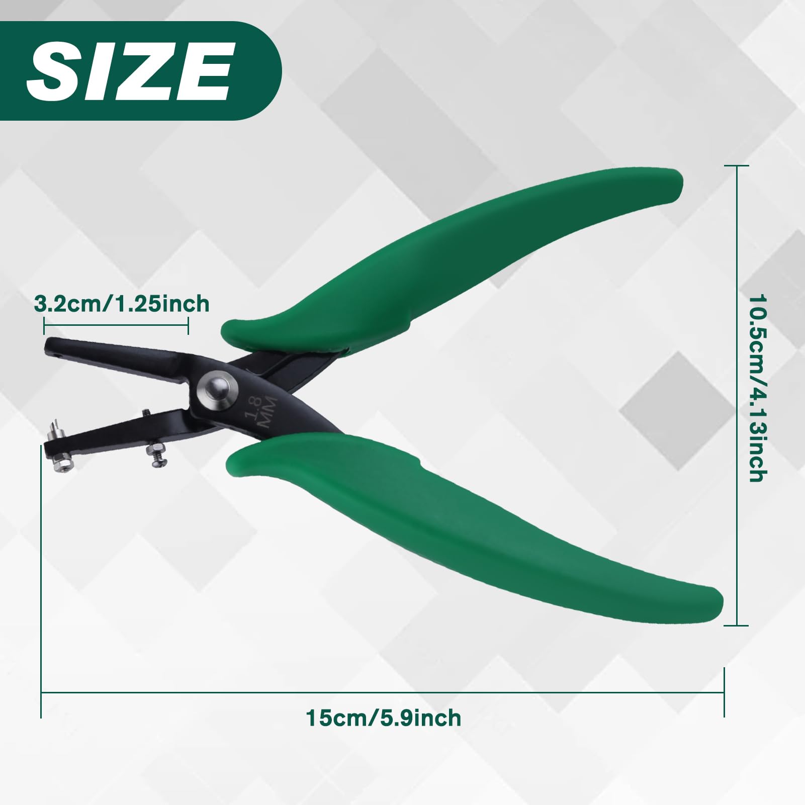 INJOYTEC 1.8mm Long Jaw Metal Hole Punch Pliers for Metal Jewelry Pliers Earring Hole Punch Precision Jewelry Making Tool Craft Beading Hobby with 1 needle (Green) - Image 3