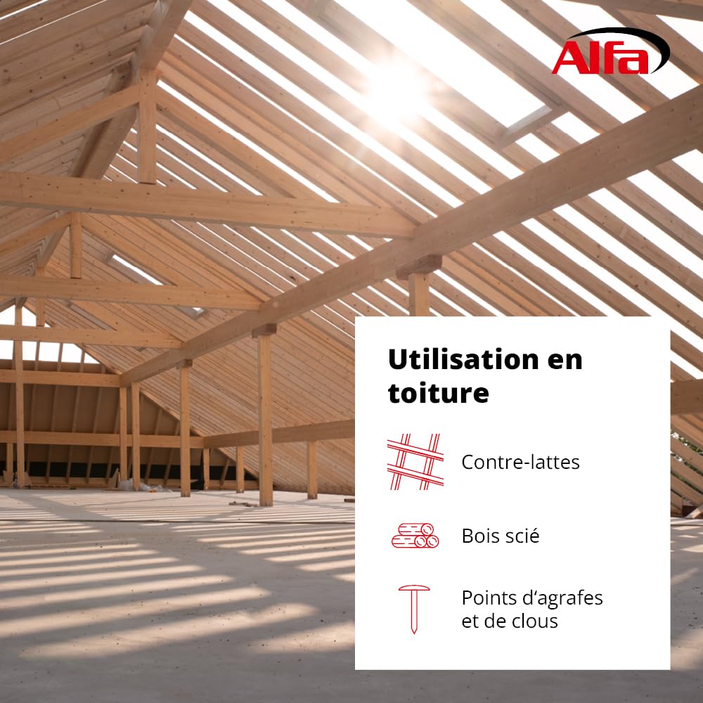 Alfa Bande d‘étanchéité PE pour clous – 50 mm x 20 m – 4 pièces