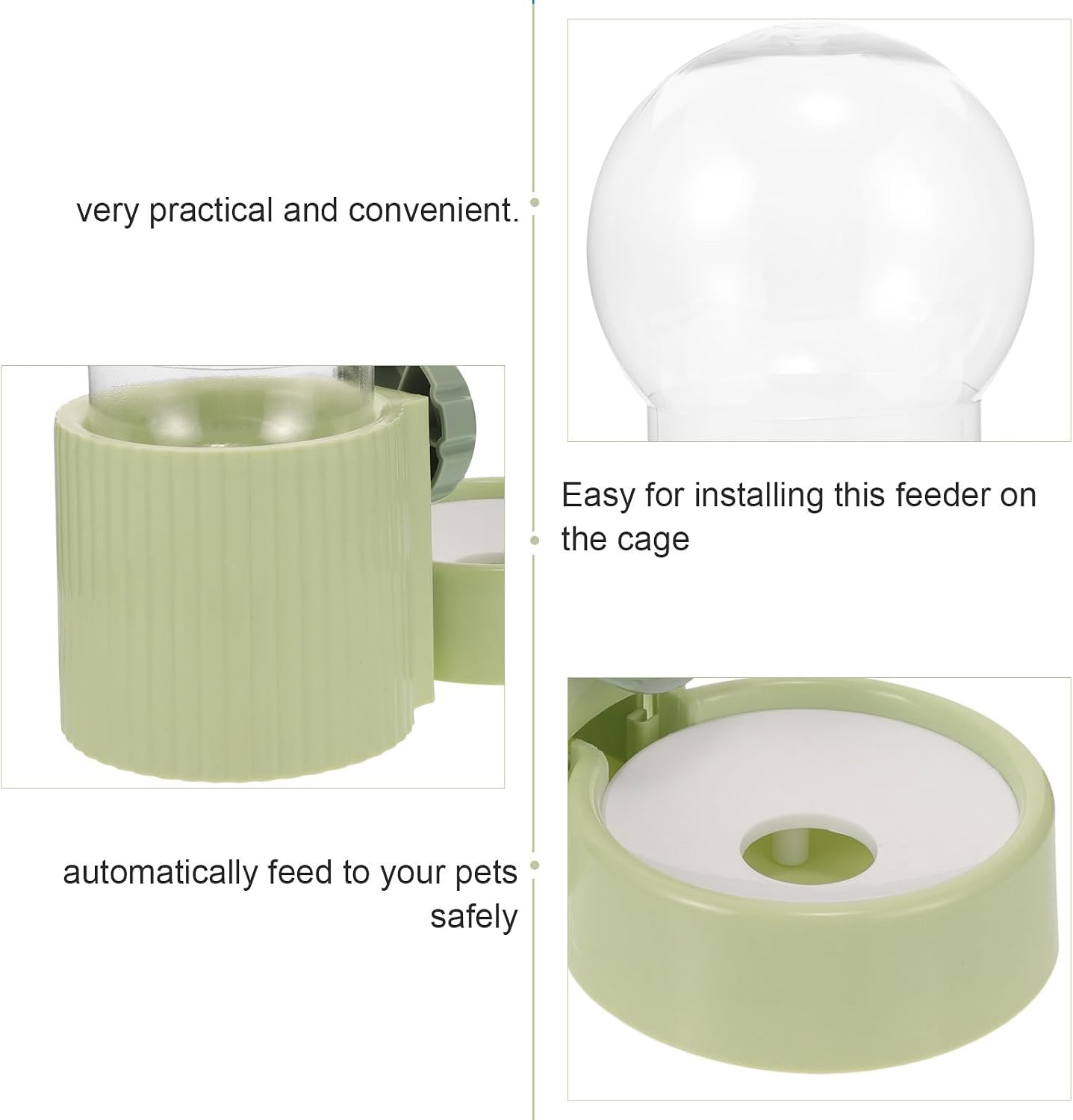 PET Cage Hanging Water Feeder Automatic Drinking Device Plastic Light Green image 3