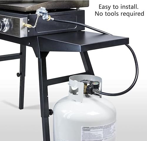 Miniatura 2 de Adaptador de manguera de propano de 1 libra a 20 libras con calibre, convertidor de adaptador de parrilla de tanque de propano de 8 pies para