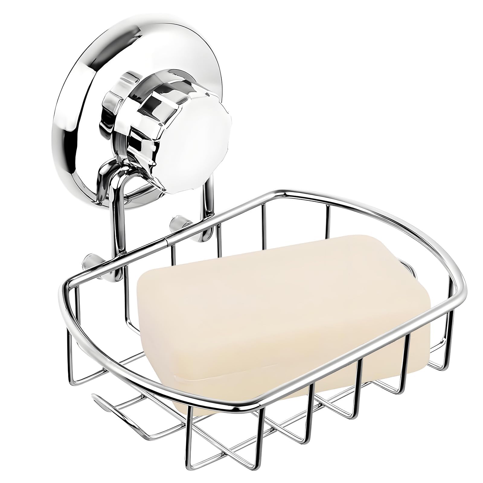 1 Pc Suction Soap Dish for Shower, Wall Mounted Shower Soap Holder, Stainless Steel Soaps Dish Silvery Suction Cup Soaps Holder, Suitable for Bathroom Bathtub and Kitchen Sink